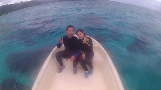 初石垣島、初シュノーケルのM尾さんご夫婦です