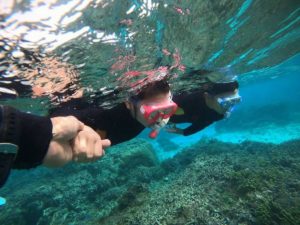 マスクデビューは軽くクリア後は素潜りトレーニング♪