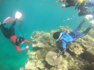 石垣島の海、シュノーケリングの虜になったちびっこ達♪