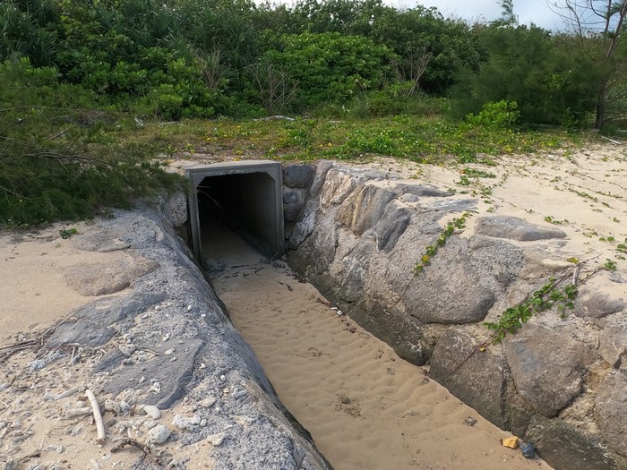 堤防沿いの道にトンネル！