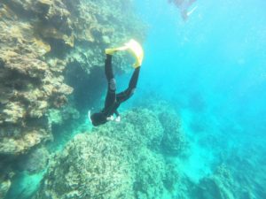 枠を広げてスキンダイビング！長く潜れればもっと海は楽しくなります♪