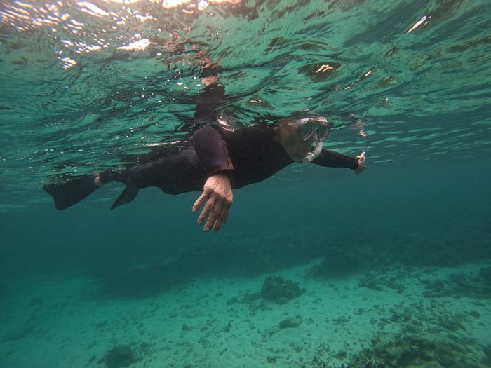 最後は一人泳ぎです