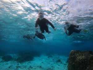 すっきり青空はシュノーケリング日和！波あれど楽しんだ家族水入らずの貸切ツアー！