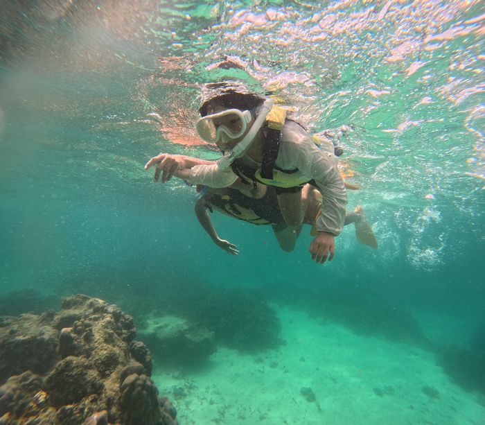 お父さんと泳ぐケイお姉さん