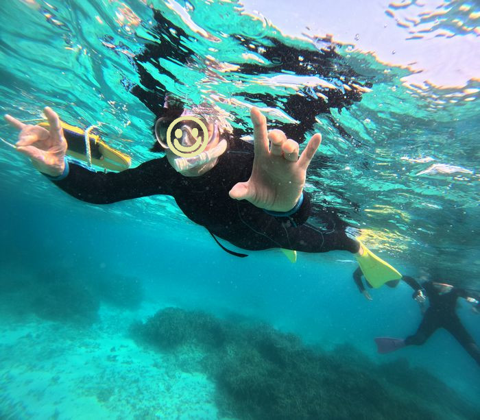 シニアシュノーケリング、シーサーのポーズ